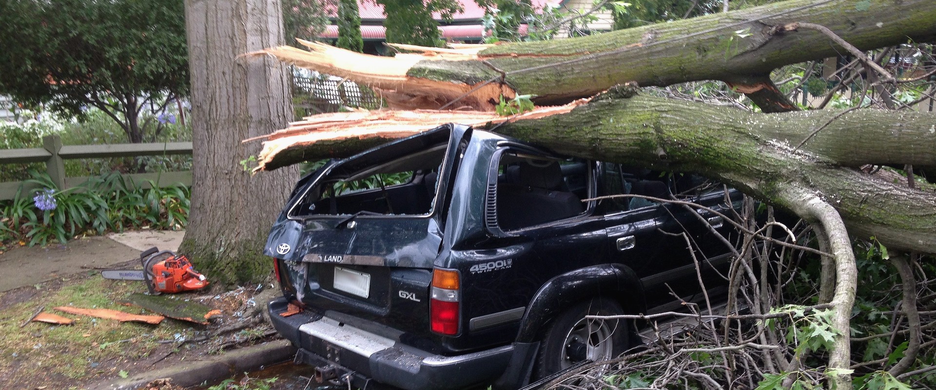 Emergency call out of a tree crushing a 4wd.