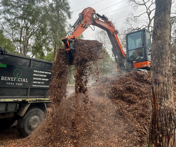 Mulch being removed at a property in the Yarra Valley.
